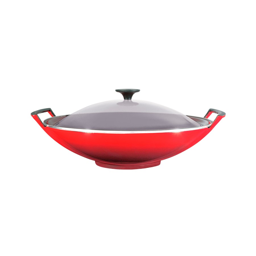 Le Creuset Wok With Gl/Lid Cerise 36 cm Image